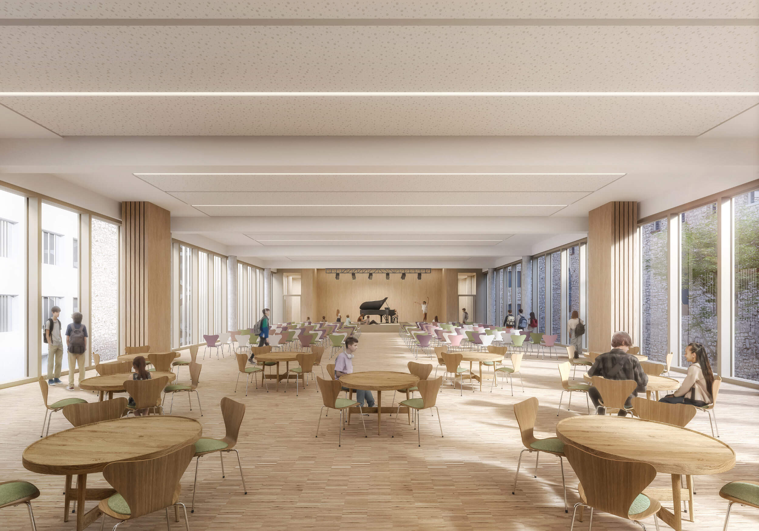 Gymnasium St. Paulusheim Neubau Aula Innenansicht